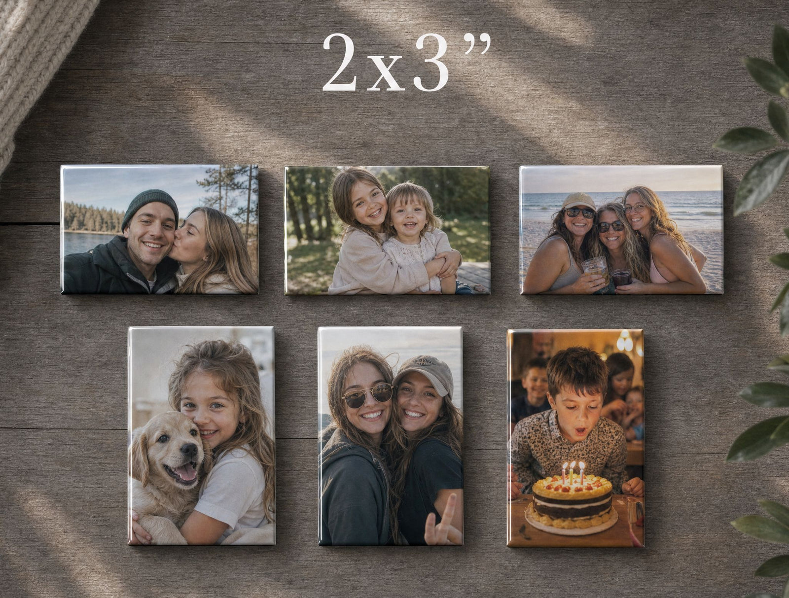 Rectangle custom photo magnets in a 2 by 3 inch size